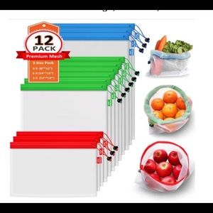 Set of 12 reusable mesh bags